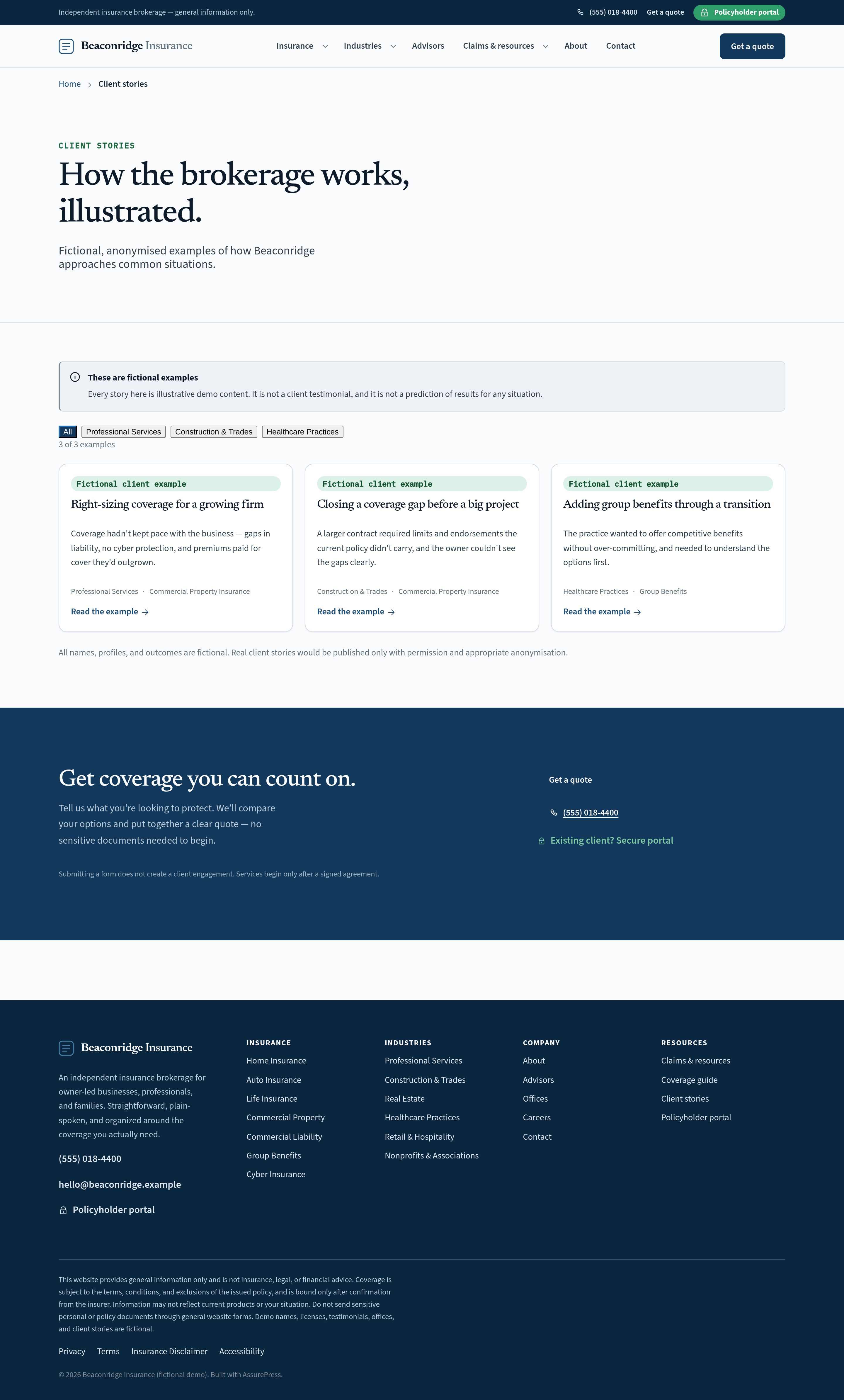 Client stories — right-sized coverage outcomes