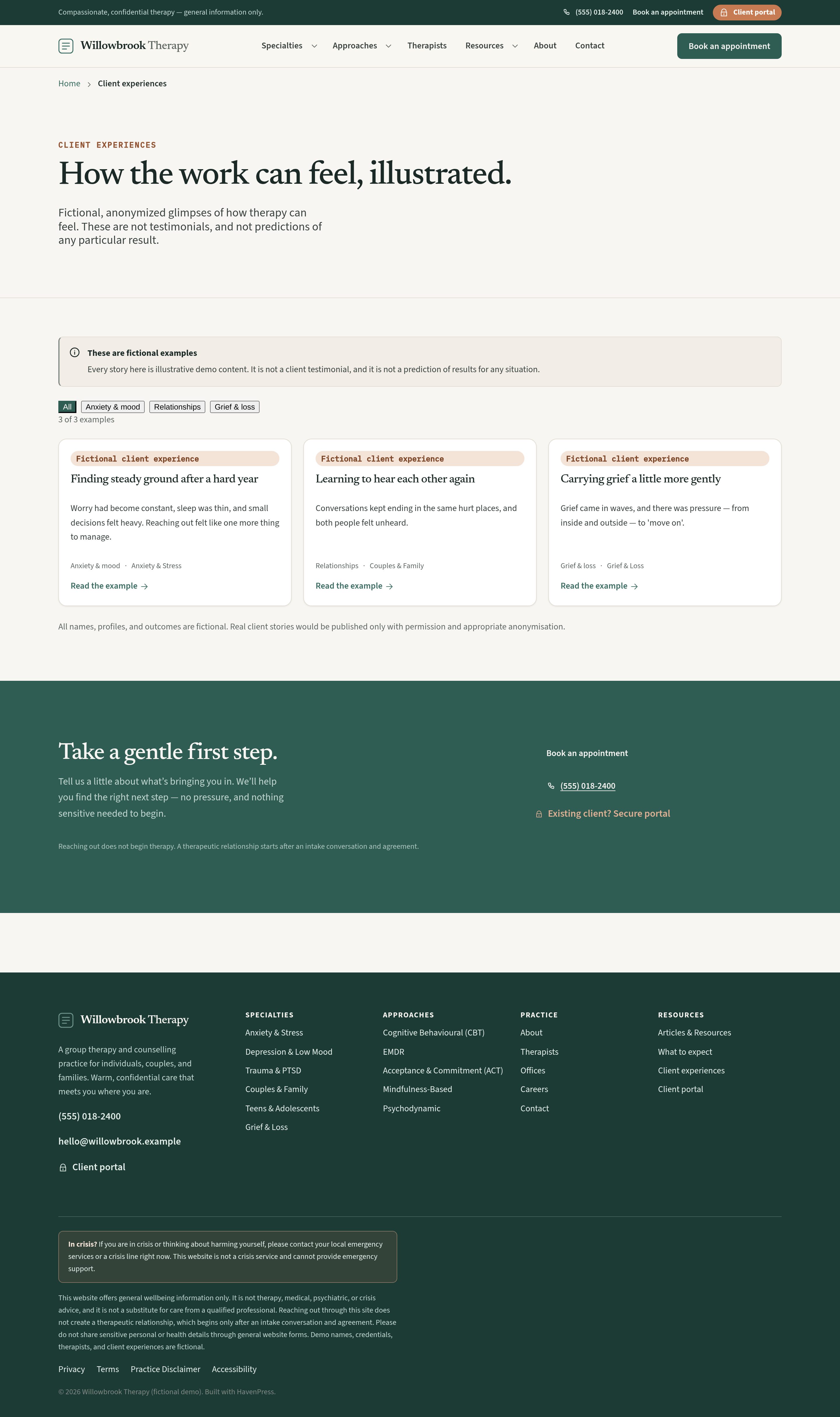 Client experiences — anonymized, non-testimonial