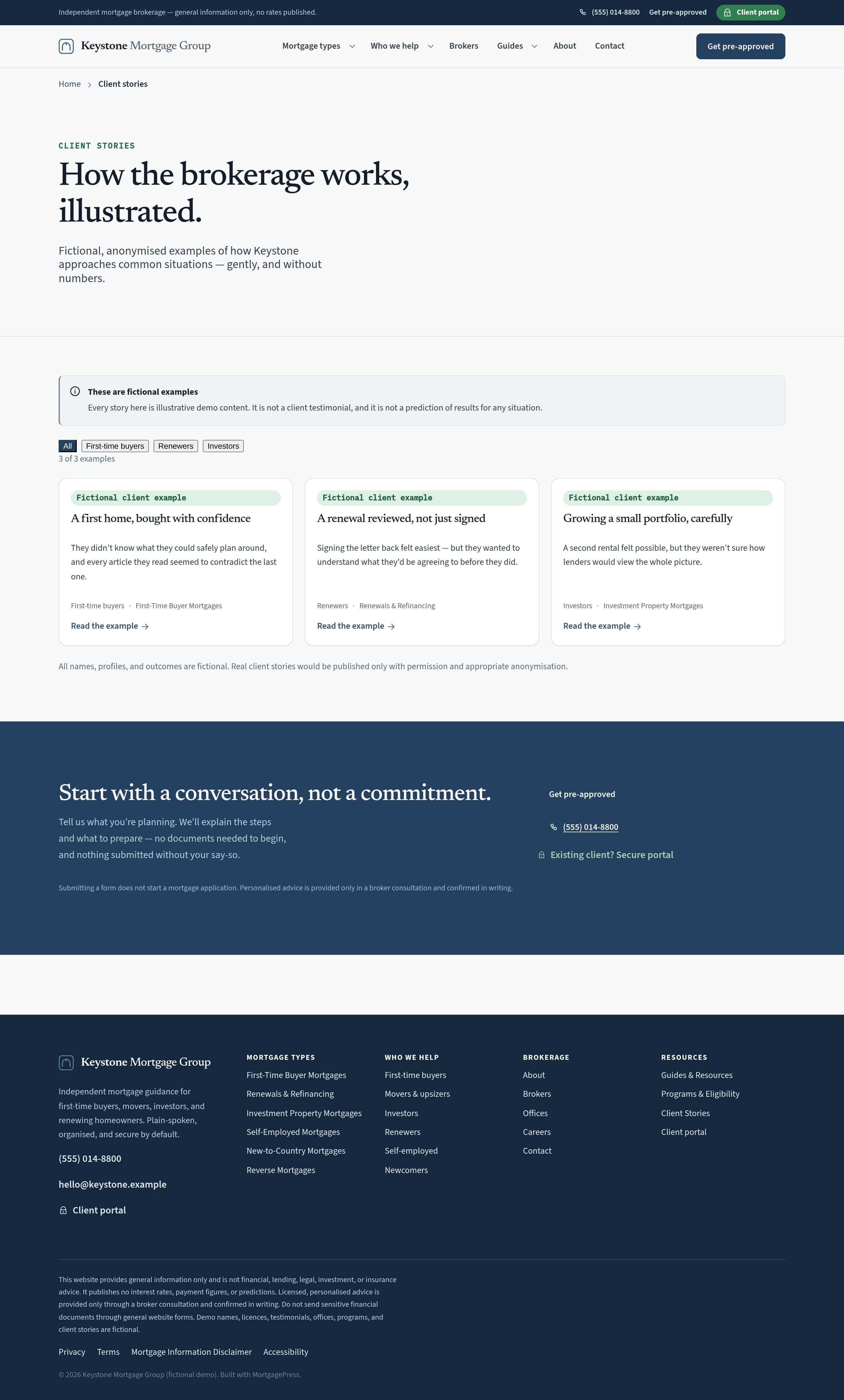 Client stories — gentle, anonymized