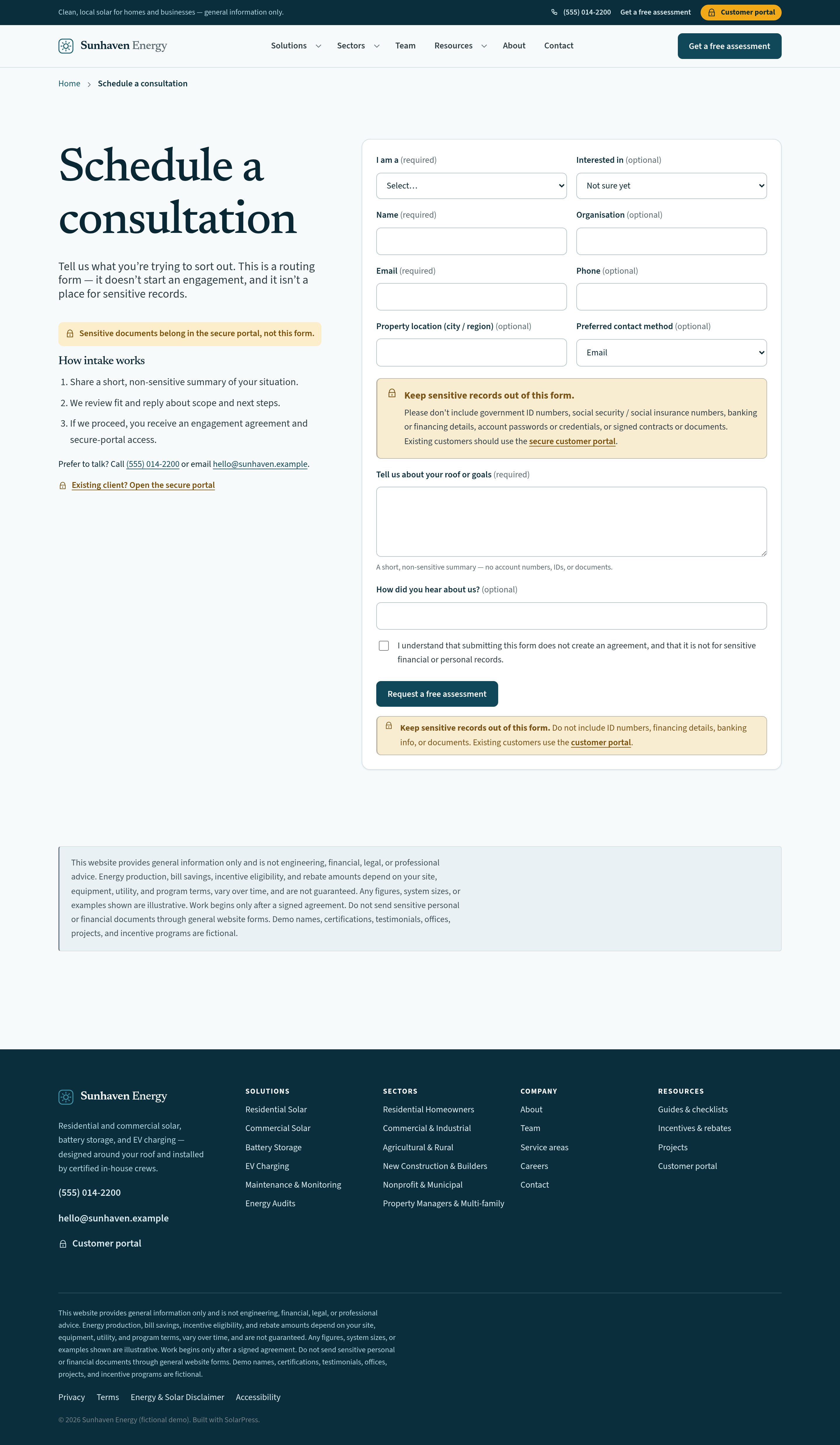 Get a free assessment — native form