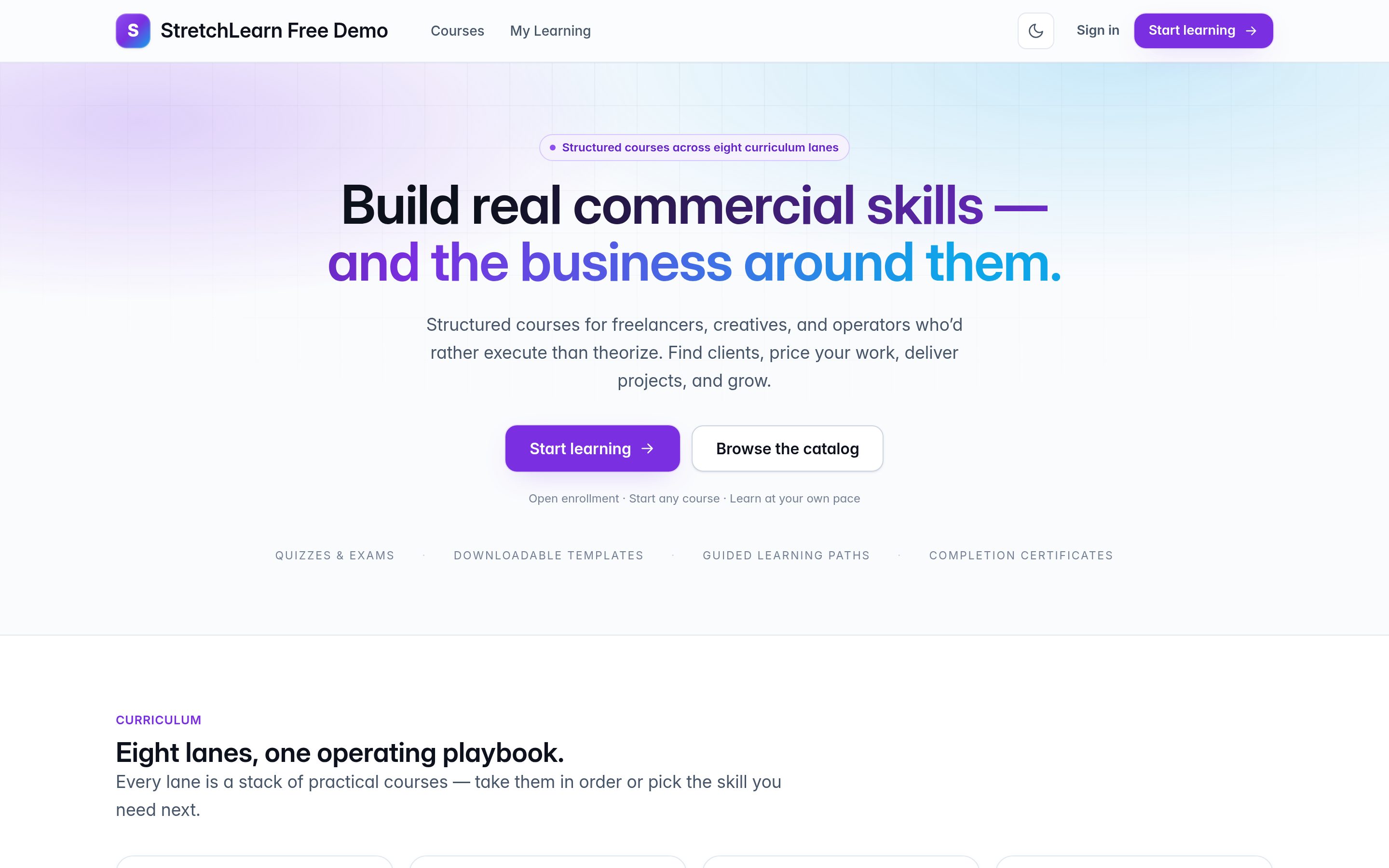 StretchLearn Free homepage