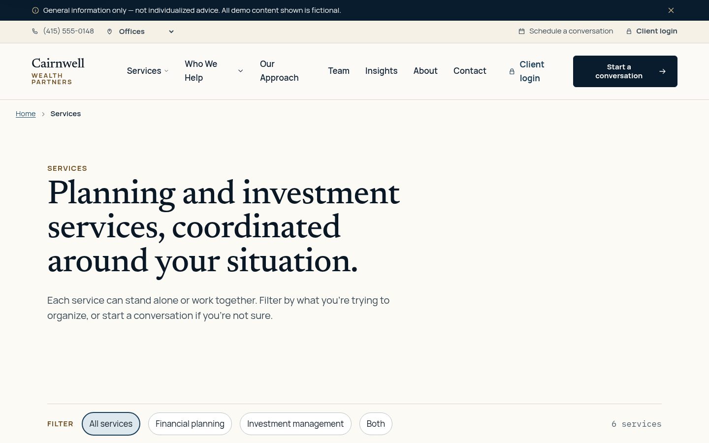 Services — year-round, planning-led